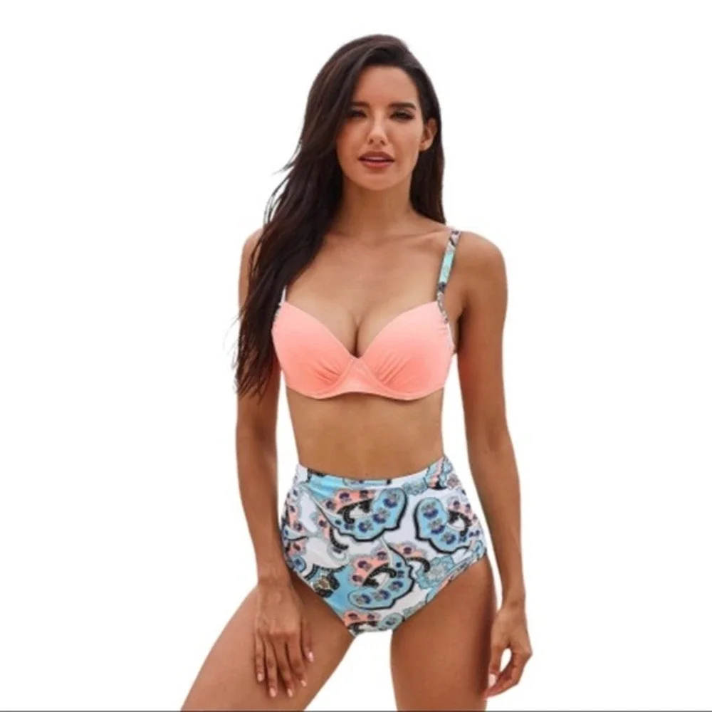 High Waisted Plus Size Bikini 2 piece Set